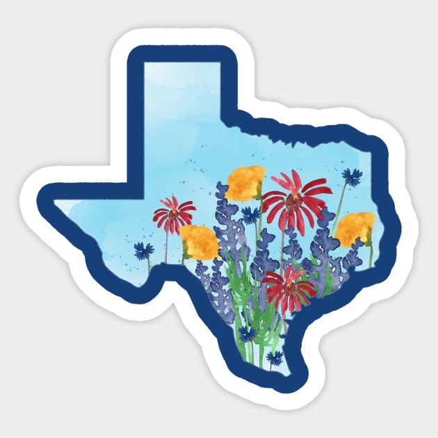 Texas Wildflowers Sticker by CraftyBeeDesigns